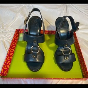 SOLD Tory Burch Fletcher Navy High Heel Sandal